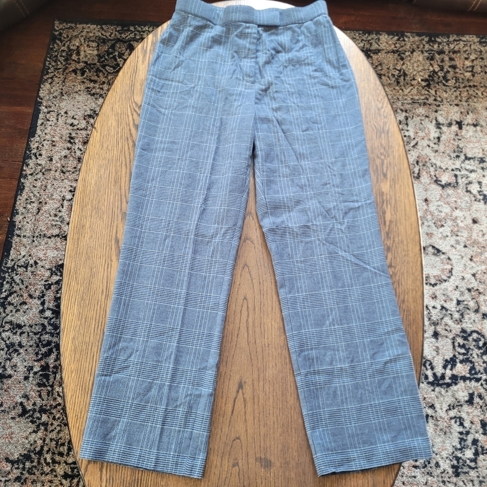 Sag Harbor Stretch Petite Blue Plaid Straight Leg Pants Size Women's 6 Petite